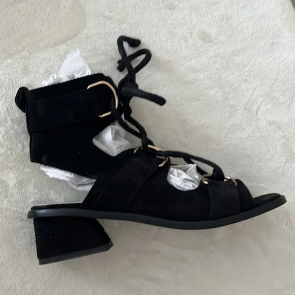 BIMBA Y LOLA strappy suede black sandals Sz 6 - Picture 8 of 10